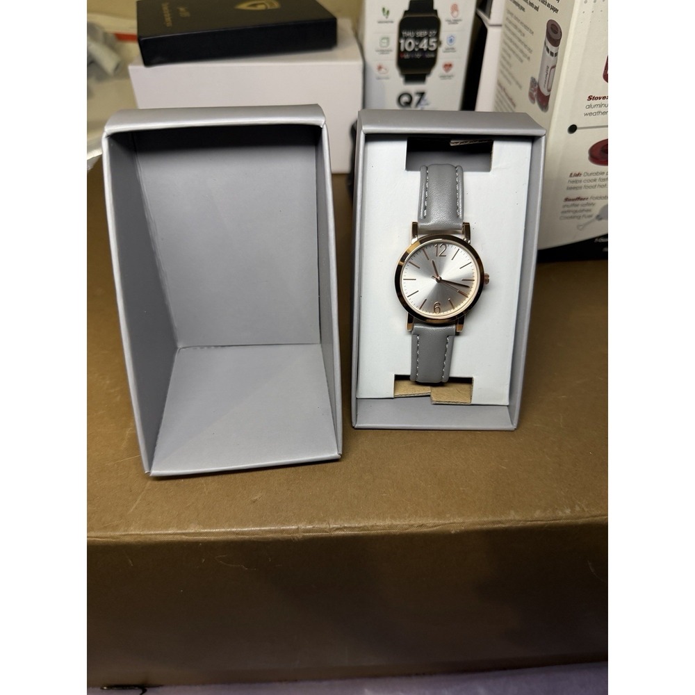 FMD Women's Quartz Watch‎ FMDWS185 – Rose Gold & Gray Strap – New in Box